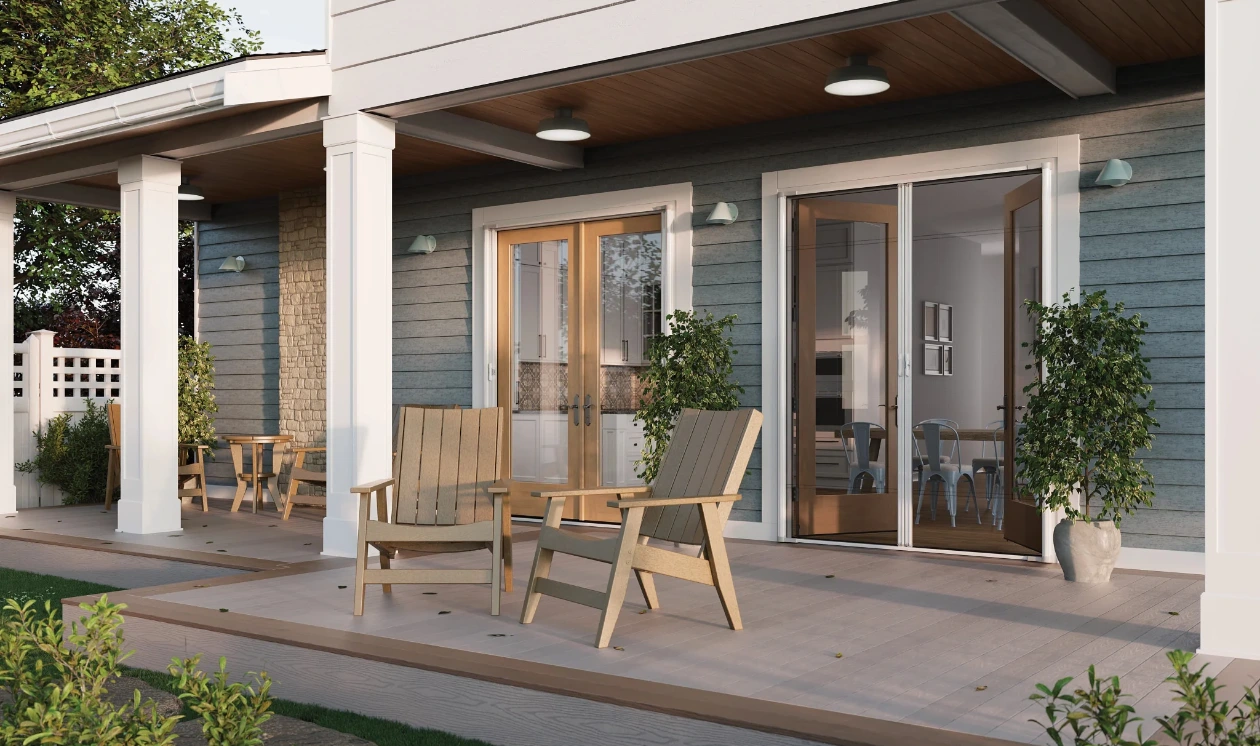 Patio door connecting interior living space to backyard