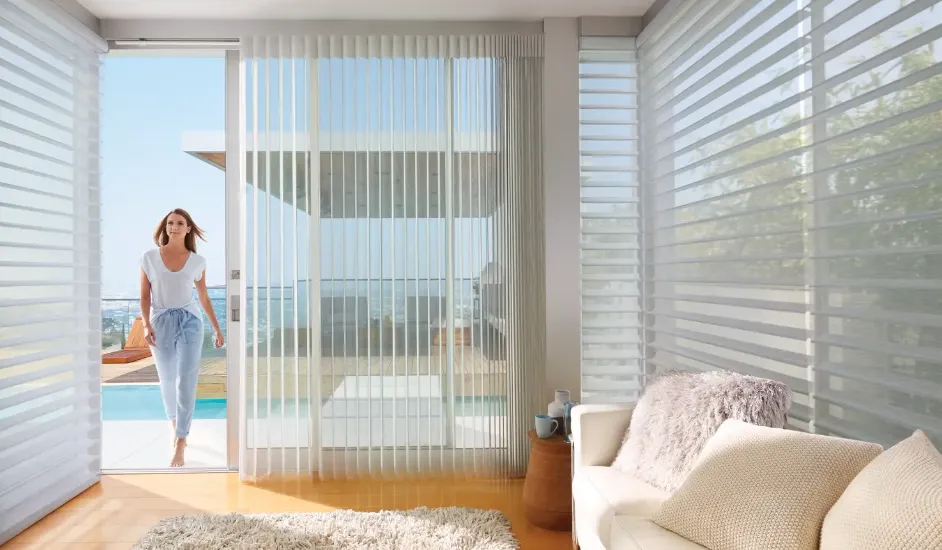Motorized cellular blinds in kitchen